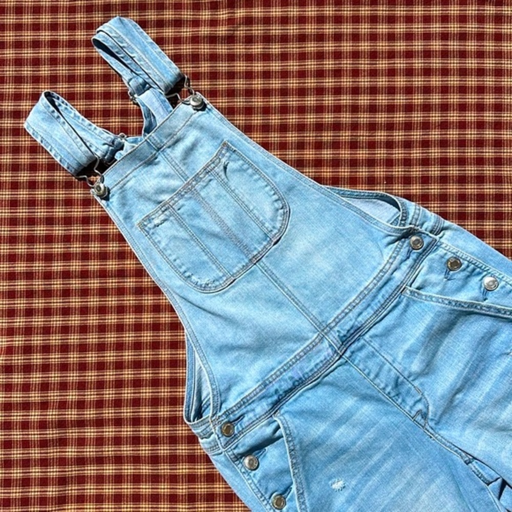 American Eagle Outfitters Light Blue Denim Overall Jumpsuit